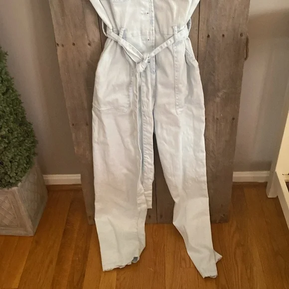 Chambray Washed Utility Jumpsuit by Skies Are Blue, Size Small - Picture 4 of 6